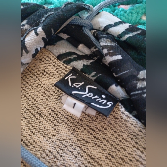 Vintage K.d. Spring Cardigan Black Pipe Stitching Faux Scarf Embroidered… - Picture 7 of 15